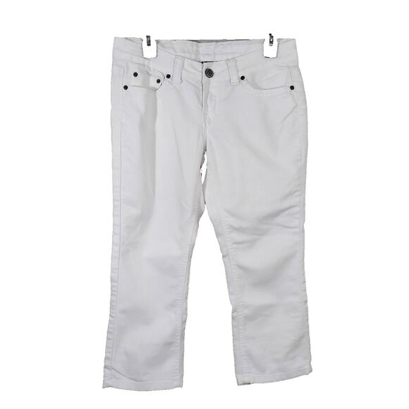 rue21 Denim - Rue 21 Womens 5/6 White Denim Capri Pants Flap Pocket Rise 8"